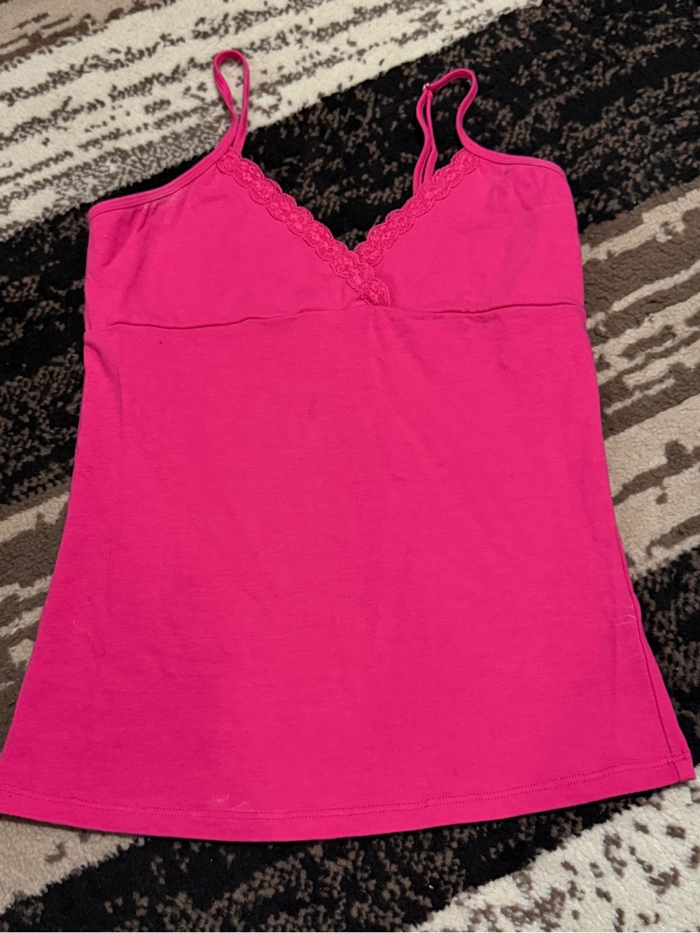 Womens Y2K Pink Lace-Trim Camisole Tank Top